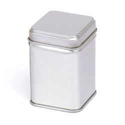 48 Boites Métal Carrées Argentées Personnalisées 44x44x63mm 75ml