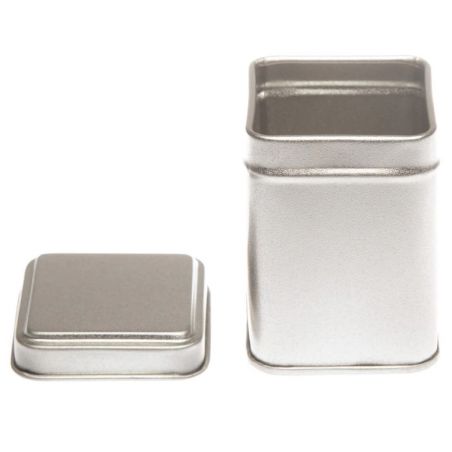 48 Boites Métal Carrées Argentées Personnalisées 44x44x63mm 75ml