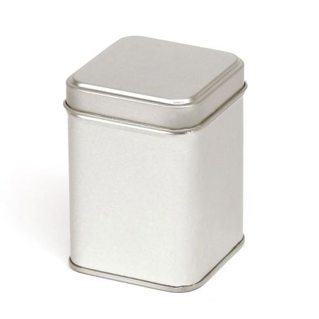 36 Boites Métal Carrées Argentées Personnalisées 58x58x80mm 200 ml