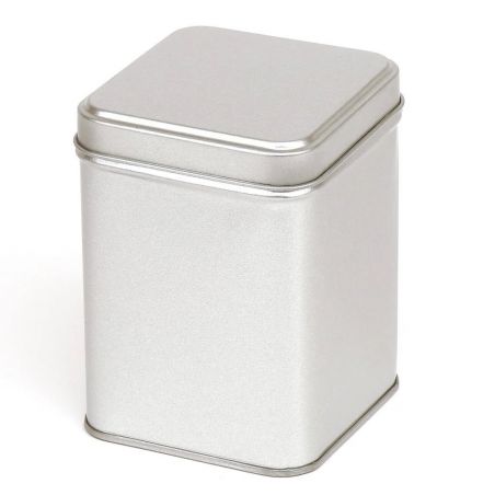 24 Boites Métal Carrées Argentées Personnalisées 73x73x98mm 350ml