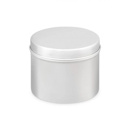 100 Boites Métal Rondes Argentées Personnalisées 65x50mm 125ml
