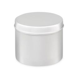 100 Boites Métal Rondes Argentées Personnalisées 75x60mm 225ml