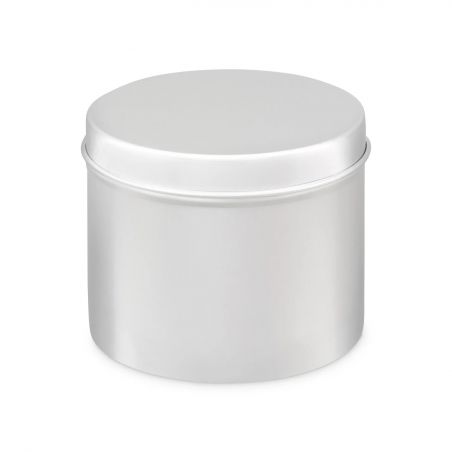 100 Boites Métal Rondes Argentées Personnalisées 75x60mm 225ml