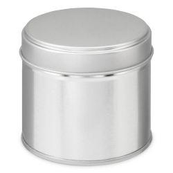 100 Boites Métal Rondes Argentées Personnalisées 61x48mm 100ml