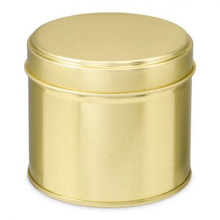 100 Boites Métal Rondes Dorées Personnalisées77x65mm 250ml