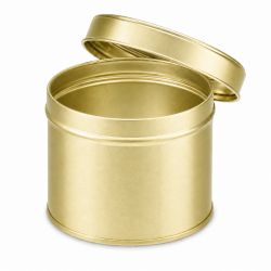 100 Boites Métal Rondes Dorées Personnalisées77x65mm 250ml
