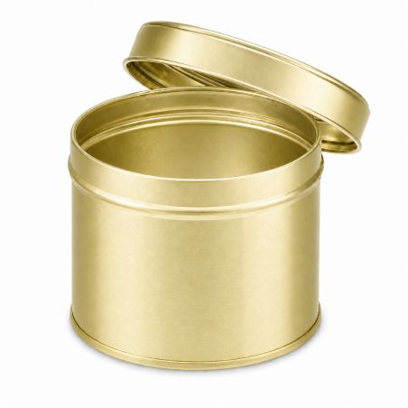 100 Boites Métal Rondes Dorées Personnalisées77x65mm 250ml