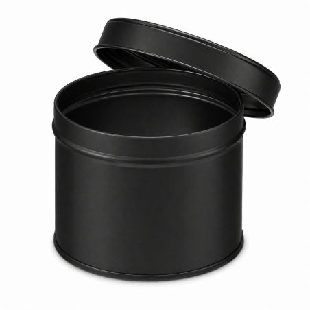 100 Boites Métal Rondes Noires Personnalisées77x65mm 250ml
