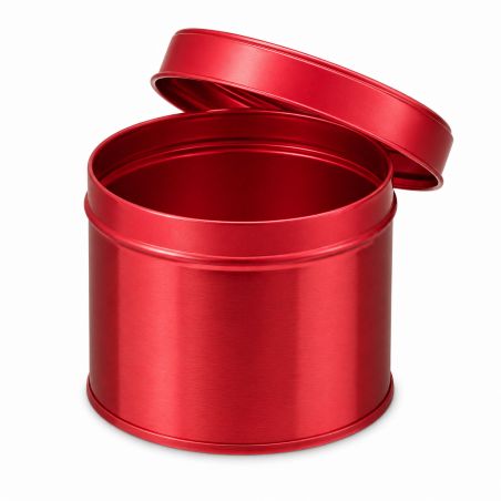 100 Boites Métal Rondes Rouges Personnalisées61x48mm 100ml