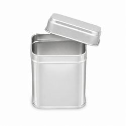 100 Boites Métal Rectangles Argentées Personnalisées 59x46x82mm 150ml