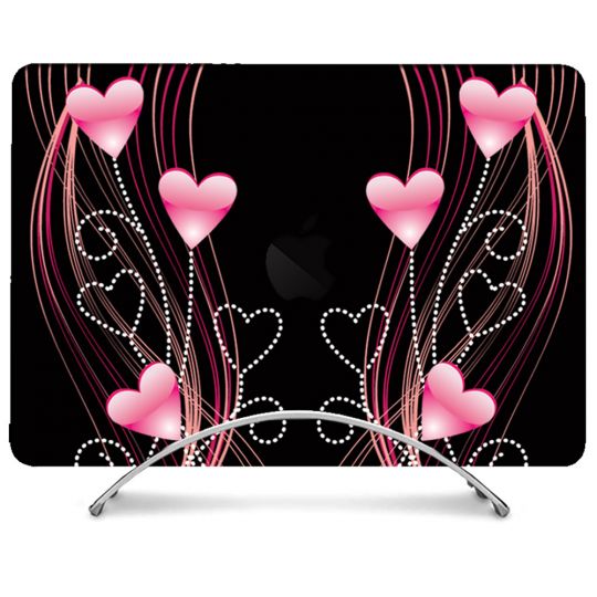 Coque Renforcée Pour MacBook Neo Amour Coeur Rose Montant sur Noir
