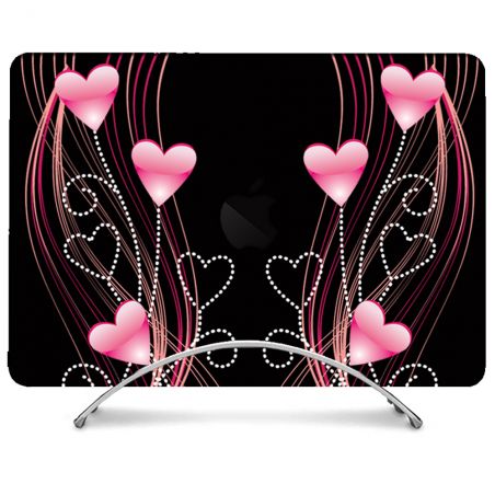 Coque Renforcée Pour MacBook Neo Amour Coeur Rose Montant sur Noir