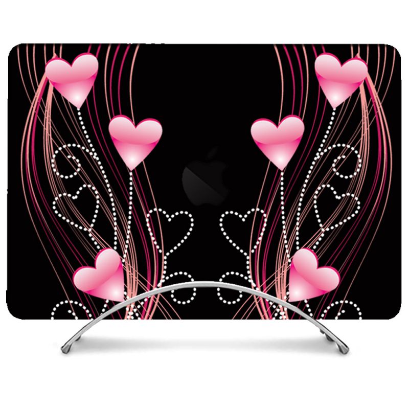 Coque Renforcée Pour MacBook Neo Amour Coeur Rose Montant sur Noir