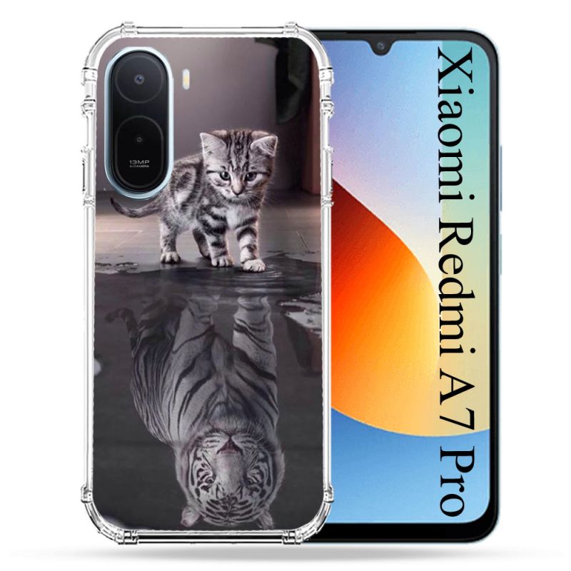 Coque Renforcée Pour Xiaomi Redmi A7 Pro Animal Chat Reflet