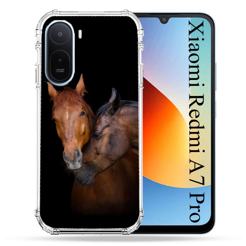Coque Renforcée Pour Xiaomi Redmi A7 Pro Animal Cheval Marron