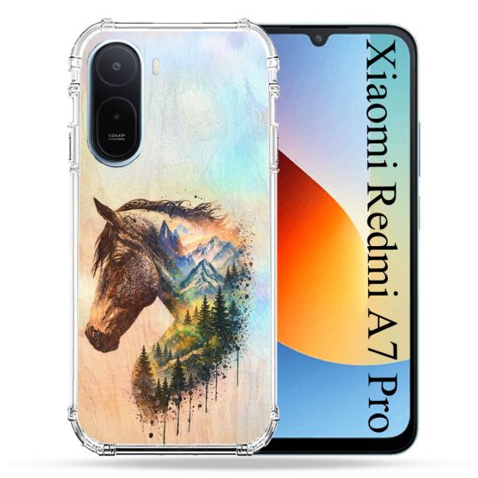 Coque Renforcée Pour Xiaomi Redmi A7 Pro Animal Cheval Montagne