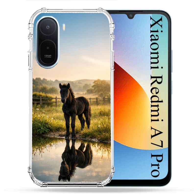 Coque Renforcée Pour Xiaomi Redmi A7 Pro Animal Cheval Reflet