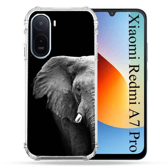 Coque Renforcée Pour Xiaomi Redmi A7 Pro Animal Elephant Noir