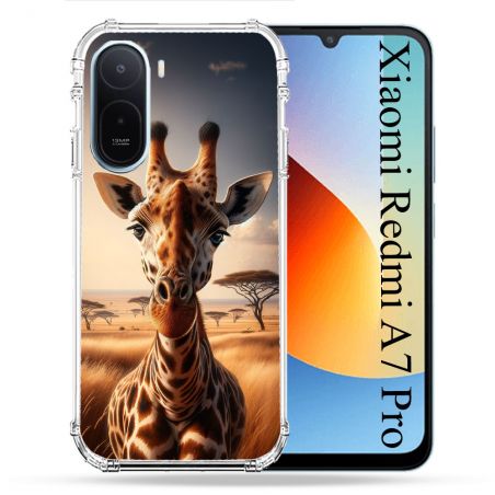 Coque Renforcée Pour Xiaomi Redmi A7 Pro Animal Girafe Savane