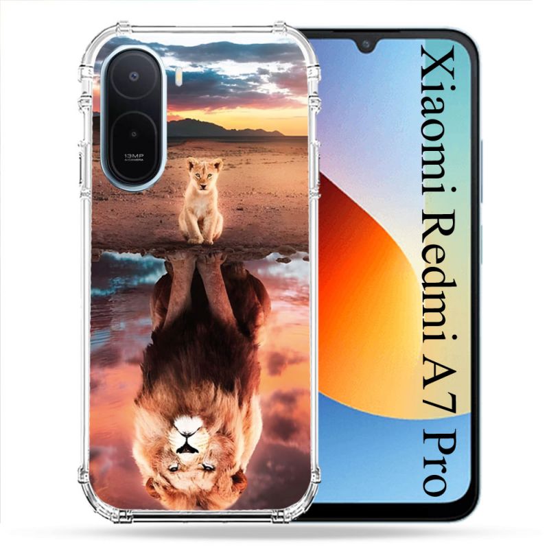 Coque Renforcée Pour Xiaomi Redmi A7 Pro Animal Lion Reflet