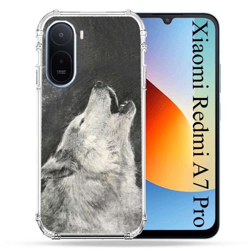 Coque Renforcée Pour Xiaomi Redmi A7 Pro Animal Loup Hurlement
