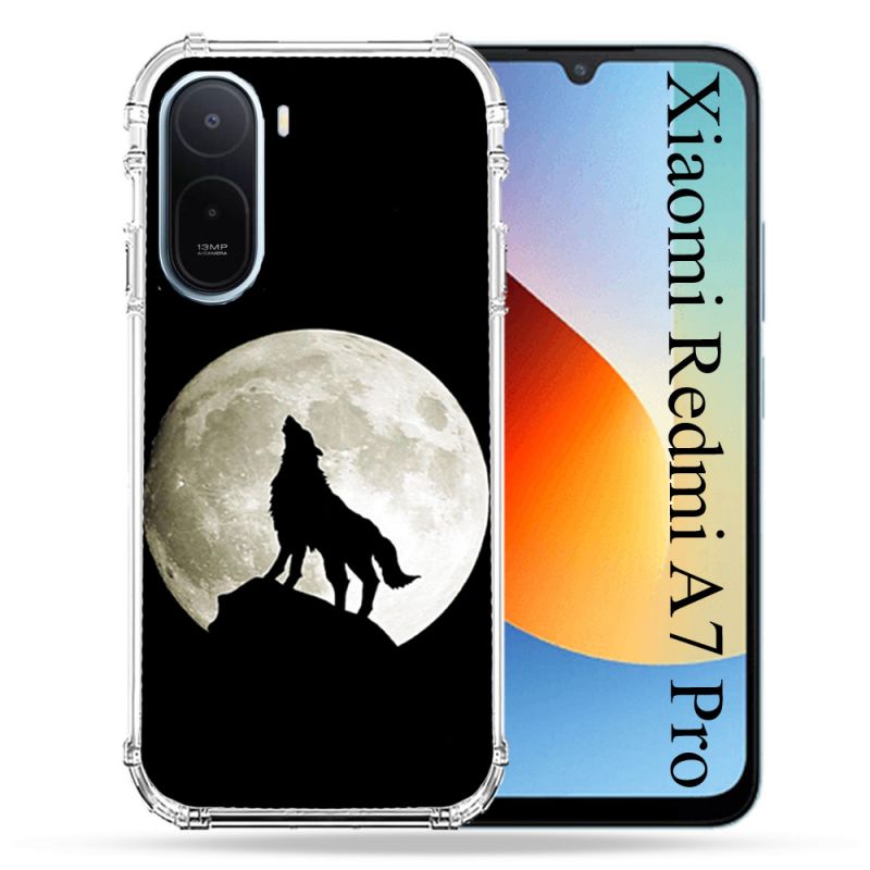 Coque Renforcée Pour Xiaomi Redmi A7 Pro Animal Loup Noir