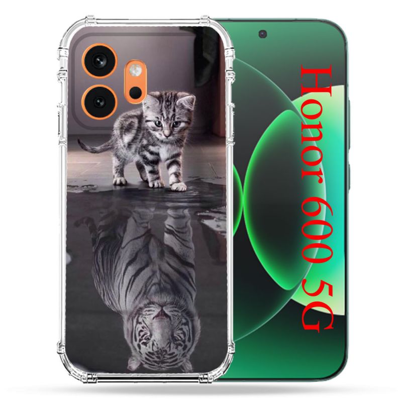 Coque Renforcée Pour Honor 600 5G Animal Chat Reflet