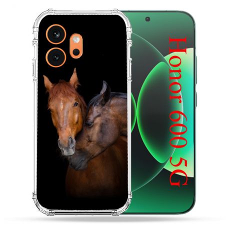 Coque Renforcée Pour Honor 600 5G Animal Cheval Marron