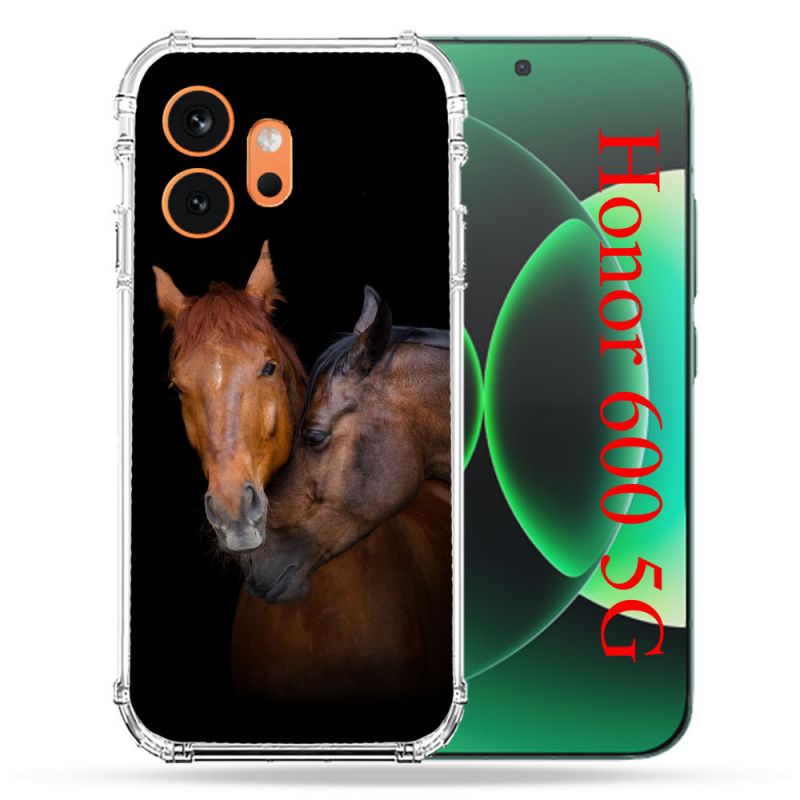 Coque Renforcée Pour Honor 600 5G Animal Cheval Marron