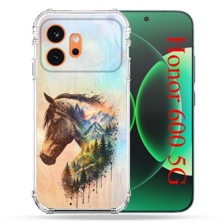 Coque Renforcée Pour Honor 600 5G Animal Cheval Montagne