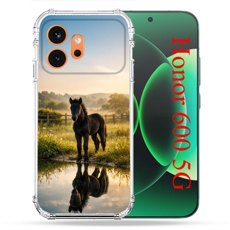 Coque Renforcée Pour Honor 600 5G Animal Cheval Reflet