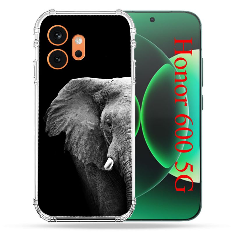 Coque Renforcée Pour Honor 600 5G Animal Elephant Noir