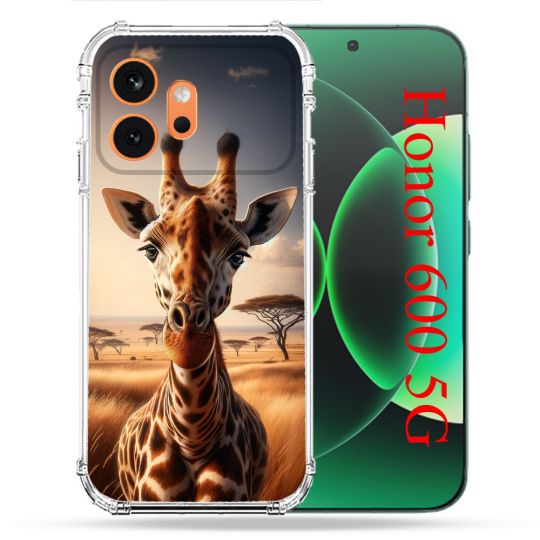 Coque Renforcée Pour Honor 600 5G Animal Girafe Savane