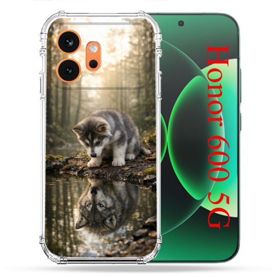 Coque Renforcée Pour Honor 600 5G Animal Loup Reflet
