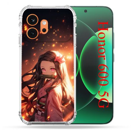 Coque Renforcée Pour Honor 600 5G Manga Demon Slayer Nezuko Rose