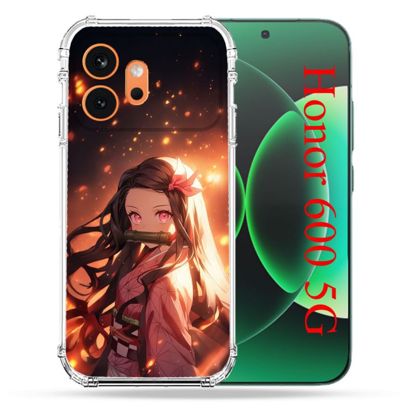 Coque Renforcée Pour Honor 600 5G Manga Demon Slayer Nezuko Rose