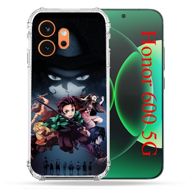 Coque Renforcée Pour Honor 600 5G Manga Demon Slayer Noir