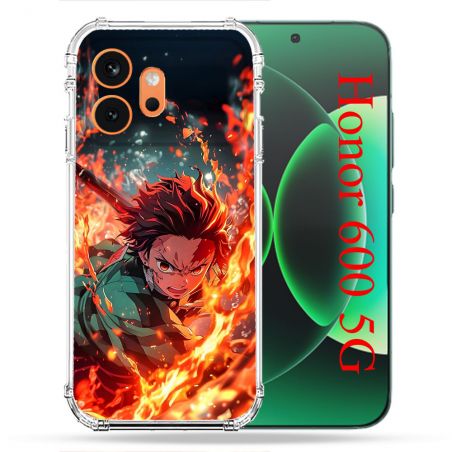 Coque Renforcée Pour Honor 600 5G Manga Demon Slayer Tanjiro Feu