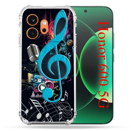 Coque Renforcée Pour Honor 600 5G Musique Cle Sol Bleu