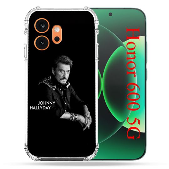 Coque Renforcée Pour Honor 600 5G Musique Johnny Hallyday Noir