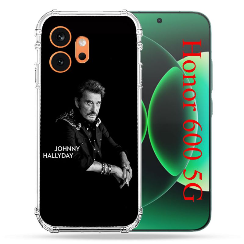 Coque Renforcée Pour Honor 600 5G Musique Johnny Hallyday Noir