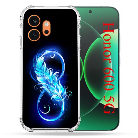 Coque Renforcée Pour Honor 600 5G Texture Plume Infini Bleu