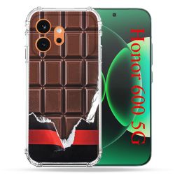 Coque Renforcée Pour Honor 600 5G Texture Trompe Oeil Chocolat