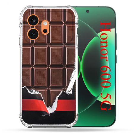 Coque Renforcée Pour Honor 600 5G Texture Trompe Oeil Chocolat