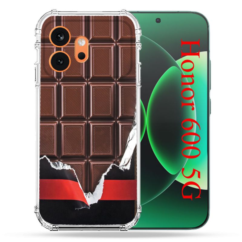 Coque Renforcée Pour Honor 600 5G Texture Trompe Oeil Chocolat