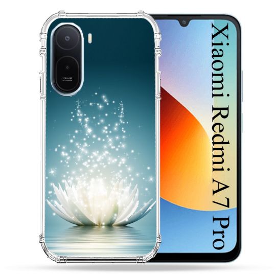 Coque Renforcée Pour Xiaomi Redmi A7 Pro Fleur Lotus Blanc