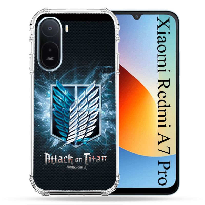 Coque Renforcée Pour Xiaomi Redmi A7 Pro Manga Attaque Titans Noir