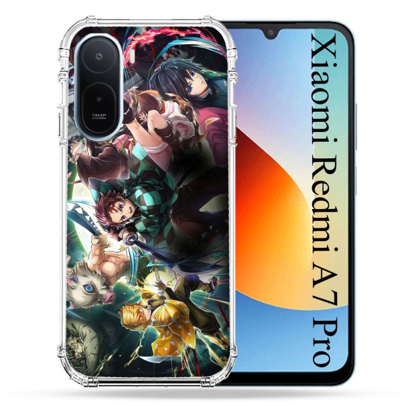 Coque Renforcée Pour Xiaomi Redmi A7 Pro Manga Demon Slayer Groupe