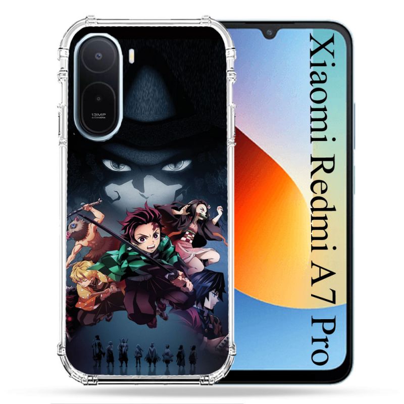 Coque Renforcée Pour Xiaomi Redmi A7 Pro Manga Demon Slayer Noir
