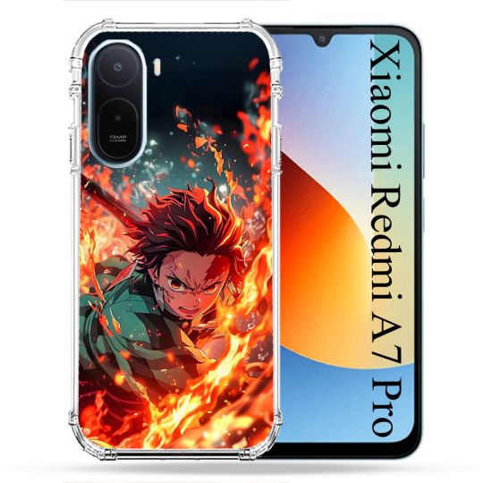 Coque Renforcée Pour Xiaomi Redmi A7 Pro Manga Demon Slayer Tanjiro Feu